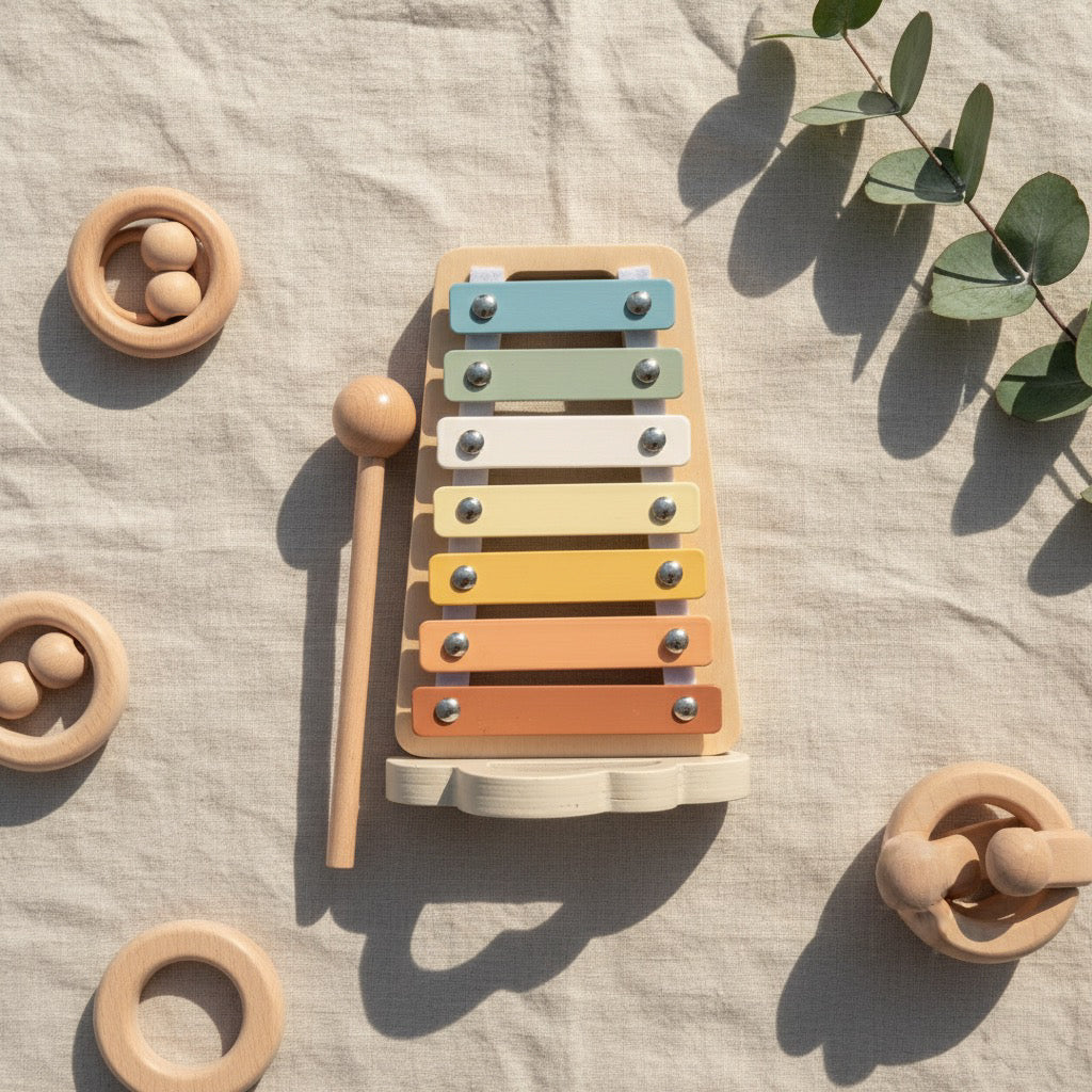 Soft Rainbow Wooden Xylophone