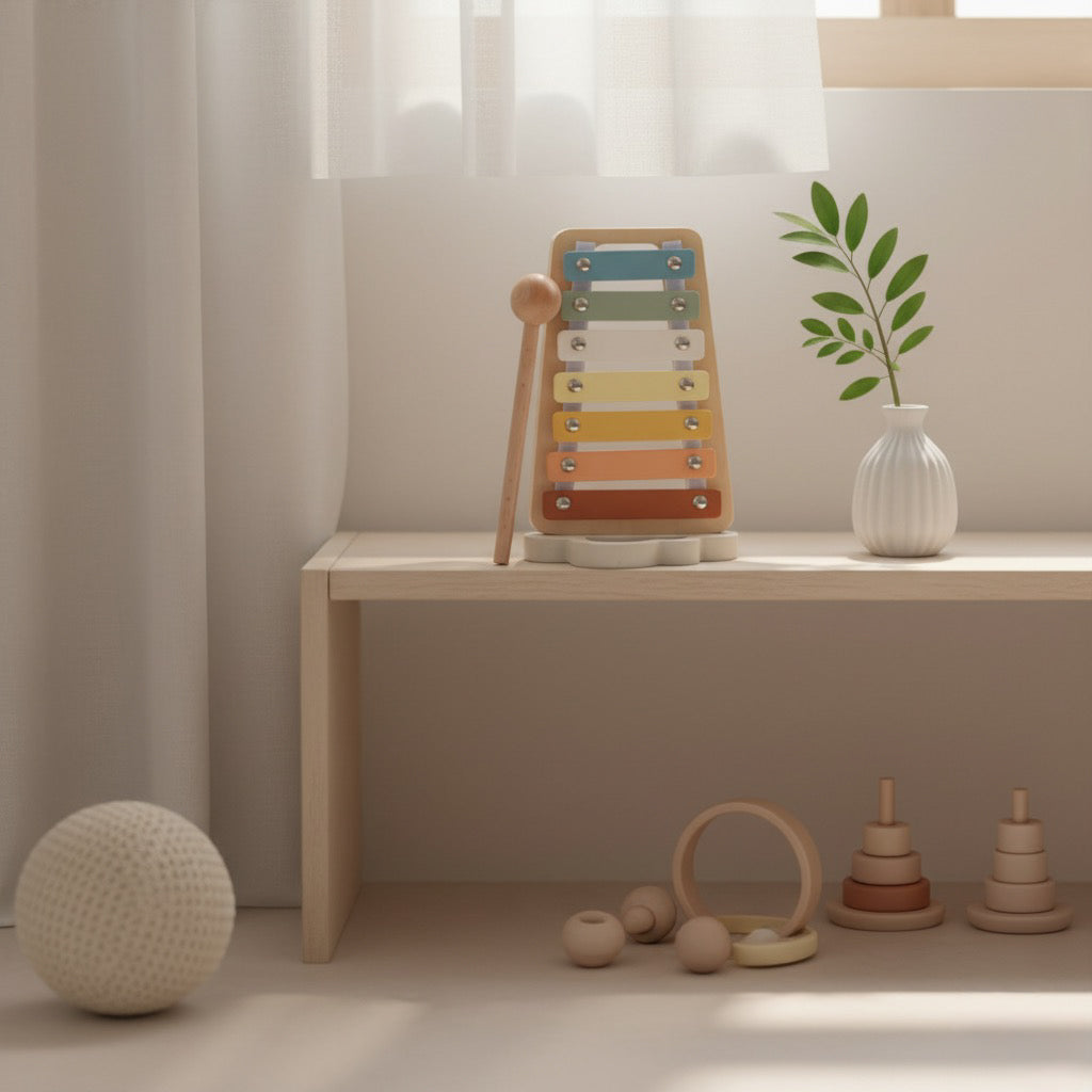 Soft Rainbow Wooden Xylophone