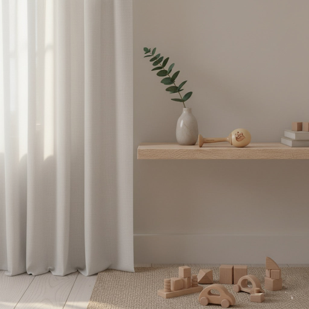 Wooden Maraca with Squirrel Illustration